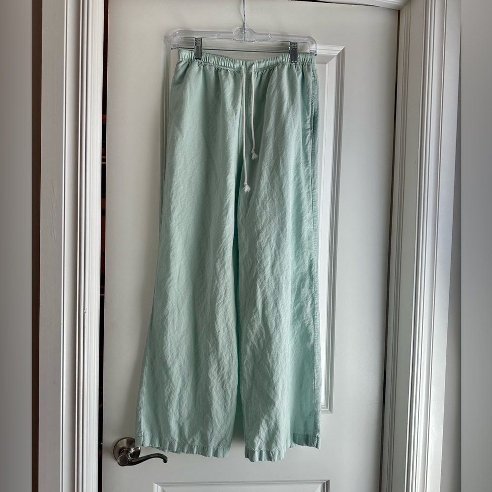 Uniqlo Light Green Easy Drawstring Wide-Leg Pants size Medium